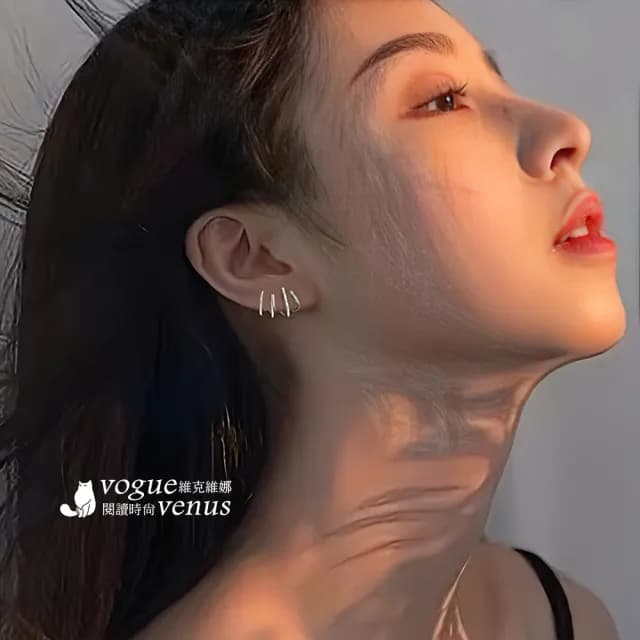 【維克維娜】4圈雙排水鑽925純銀耳環