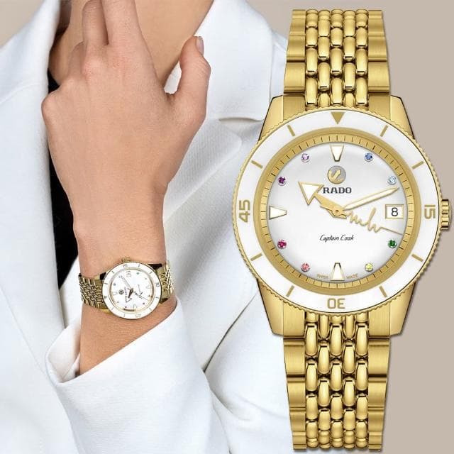 【Rado 雷達表】庫克船長 x Marina 心跳特別版機械女錶 套錶組 R03推薦 新年 禮物 推薦(R32117708)