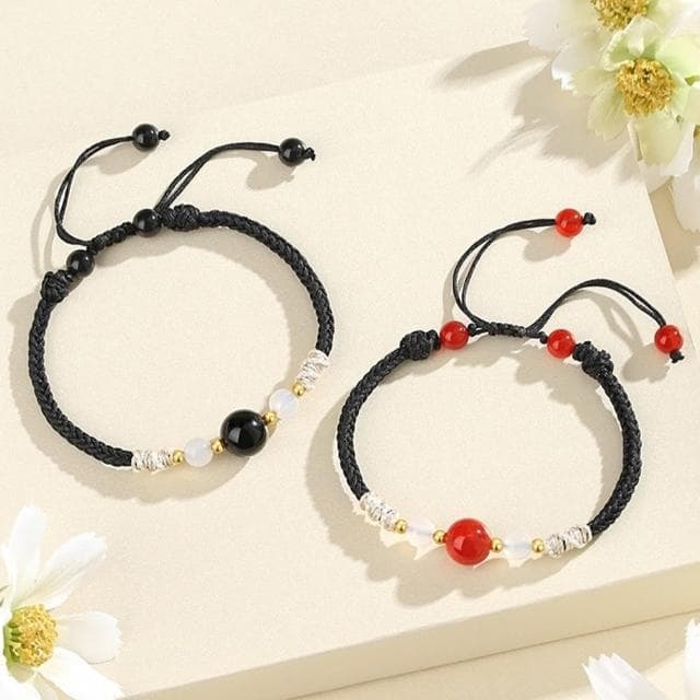 【MoonDy】手鍊串珠 純銀手鍊 情侶手環  閨蜜手鍊 925 紅瑪瑙 黑曜石手鍊 招財手鍊 水晶手鍊 情人節禮物