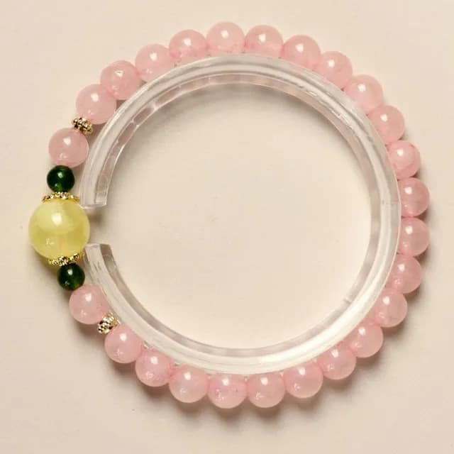 【米蘭精品】情人節禮物水晶手鍊串珠手繩女手珠平安擋煞防小人轉運淨化招財開運(6.5/10mm粉水晶蜜蠟74kj26)
