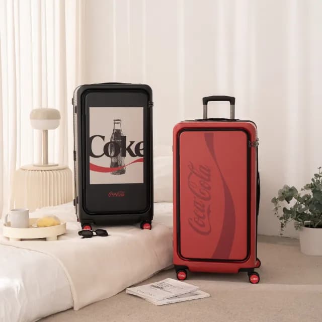 【TLCSTORE】可口可樂28吋上掀式雙開輕框箱 前開式行李箱(2年保固 海關鎖)