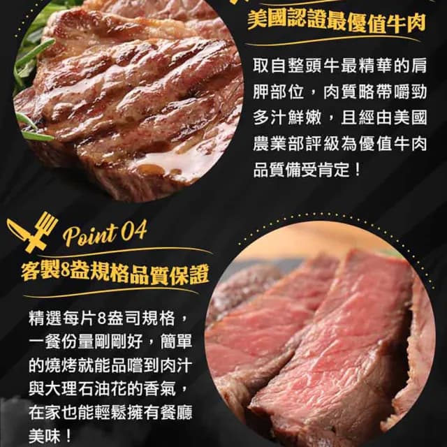 【享吃肉肉】美國頂級雪花翼板牛排8片(250±10%/片 中秋烤肉/燒烤)
