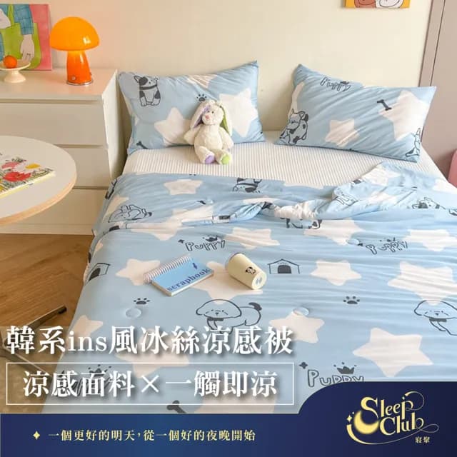 【Sleep Club】買一送一 韓系ins風冰絲涼感被 冰冰被 四季被(涼被 涼感被 夏被 韓國涼被 空調被 雙人被) 涼