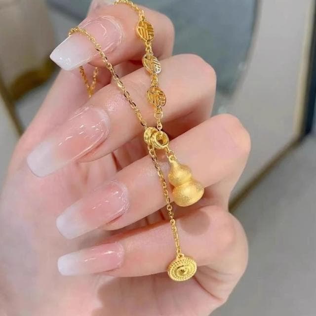 【Penny珮妮】越南沙金葫蘆福祿疊戴項鍊毛衣鏈(母親節 送女友 交換禮物  生日禮 情人節 尾牙 新年 結婚)