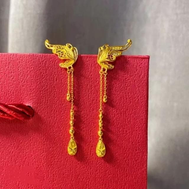 【Penny珮妮】越南沙金花絲鏤空蝴蝶耳釘(母親節 送女友 交換禮物 生日禮物 情人節 尾牙 新年 結婚)
