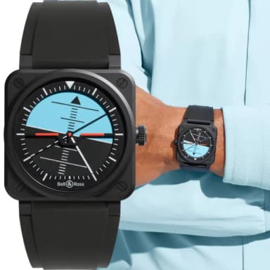 【Bell&Ross】Horizon 飛行地平線陶瓷機械腕錶-41mm(BR03A-HRZ-CE/SRB)