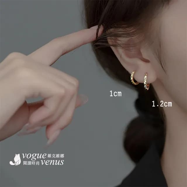 【維克維娜】菱格切面易扣式925純銀耳環