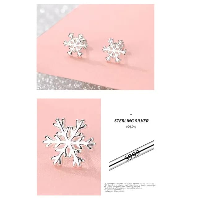 【韓系精品】S999純銀雪花轉珠耳環1對(足銀 耳針 耳釘 耳扣 耳墜 飾品 耳飾 女生 配件 生日禮物)