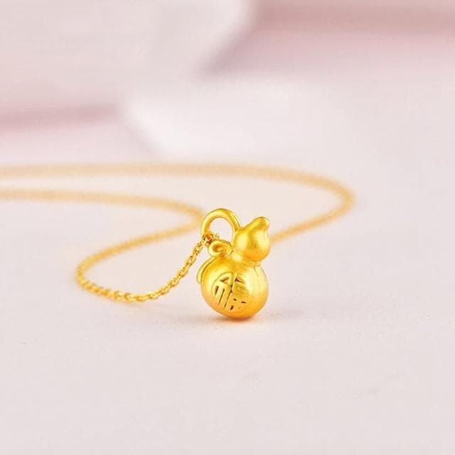 【Penny珮妮】黃金999迷你葫蘆福祿雙全吊墜項鍊(母親節 送女友 交換禮物  生日禮 情人節 尾牙 新年 結婚)