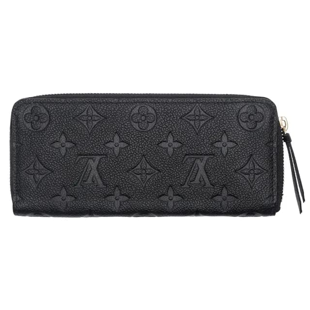 【Louis Vuitton 路易威登】M60171 經典Clemence系列Monogram Empreinte皮革壓紋拉鍊長夾/錢包(黑色)