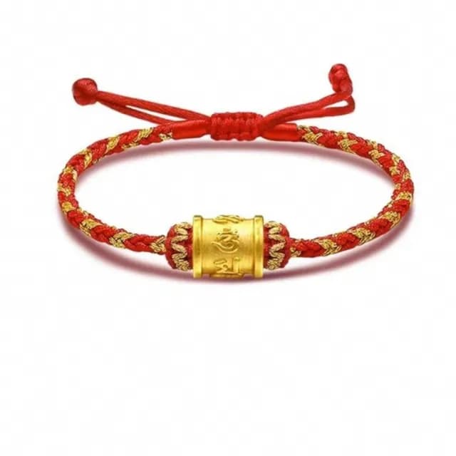 【Penny珮妮】黃金999 六字真言 編織手繩手鍊2色可選(母親節 交換禮物 送女友 生日 情人節 尾牙 新年 結婚)