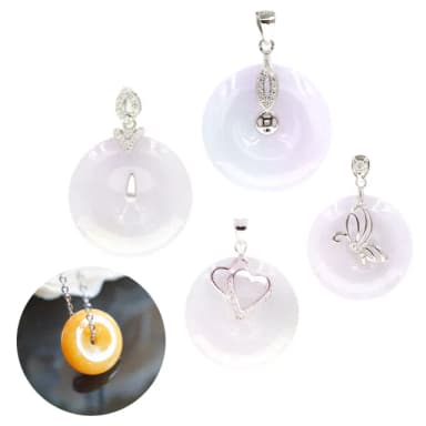 【喜緣玉品】天然翡翠紫羅蘭春帶彩平安扣超值組合項鍊(買一送一)