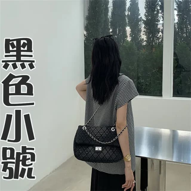 【MoonDy】情人節禮物 包包女 小香風包包 鏈條包包 大包包 菱格包包 洗水牛仔布包包 流浪包包 肩背包 斜背