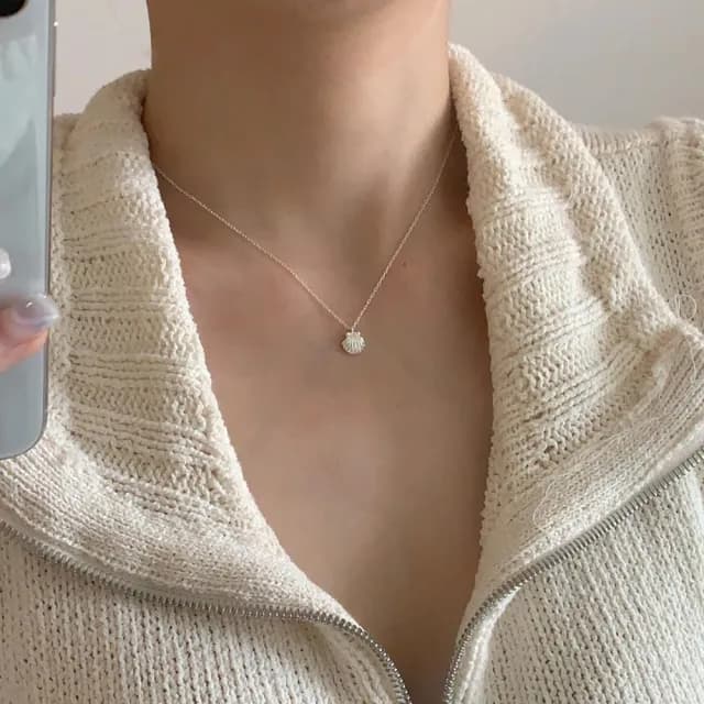 【MoonDy】項鍊女 簡約ins風 項鍊 女生項鍊 925 純銀 18k 金 情侶項鍊 貝殼項鍊 珍珠項鍊 女生