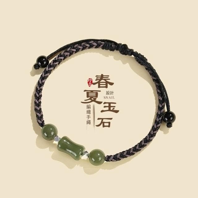 【Paiya 派亞】清新竹節和田玉手工編織手繩女情侶款小衆設計瑪瑙手鏈女情侶閨蜜(送禮好物/交換禮物)
