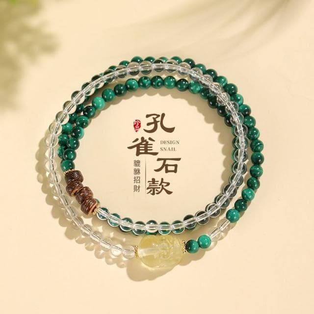 【Paiya 派亞】新中式孔雀石黃水晶貔貅手鏈女小衆高級感手串(送禮好物/交換禮物)