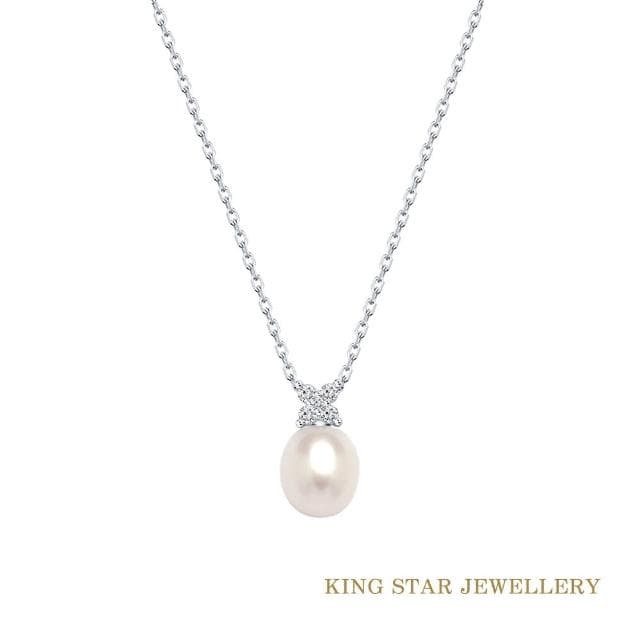 【King Star】天然珍珠項鍊 8-9mm 蝴蝶