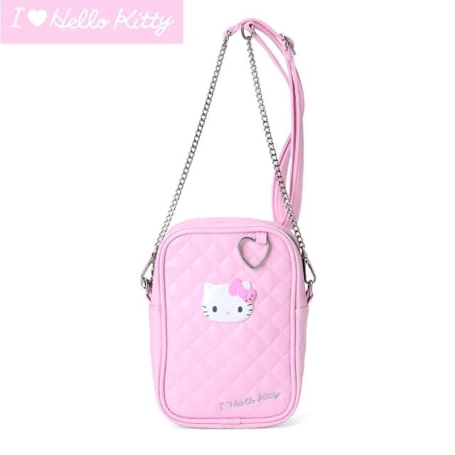 【SANRIO 三麗鷗】情人節禮物 復古菱格紋皮質迷你斜背包 經典 Hello Kitty 凱蒂貓