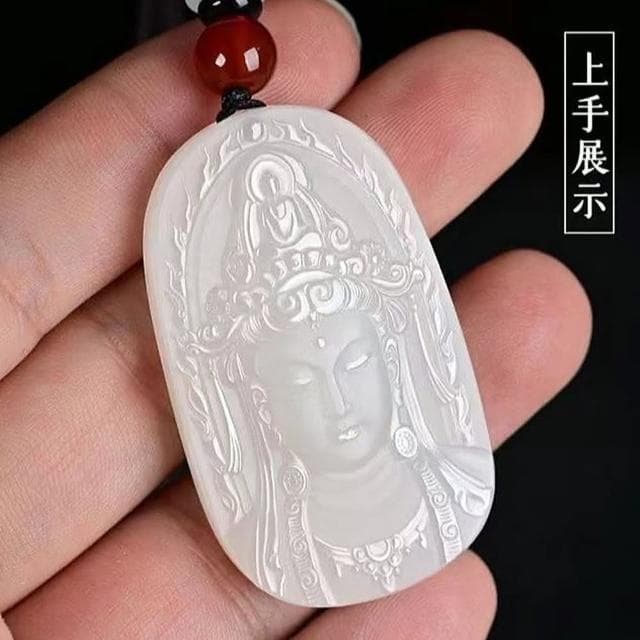 【Penny珮妮】阿富汗玉觀音菩薩吊墜項鍊毛衣鍊(母親節 父親節 交換禮物 生日禮 情人節 尾牙 新年 結婚)
