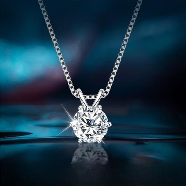 【MoonDy】項鍊 鋯石項鍊 莫桑石項鍊 銀飾 六爪項鍊 飾品 s925純銀 鎖骨鏈 女生項鍊 首飾 一克拉項鍊 禮物
