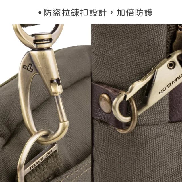 【Travelon】Courier帆布四層防盜斜背包 棕 / RFID 側背包 小包 防盜包 女包 七夕情人節禮物 送禮