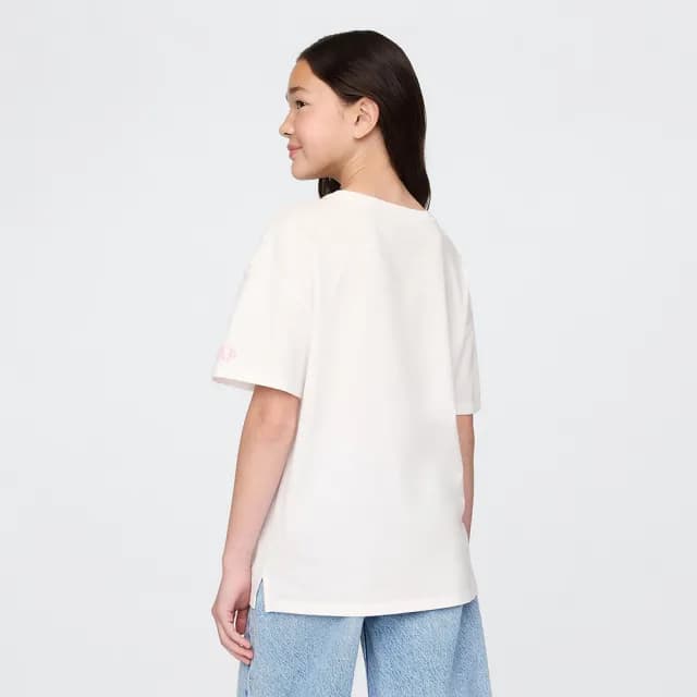 【GAP】女童裝 Gap x Disney迪士尼聯名 Logo純棉印花圓領短袖T恤-白色(780429)