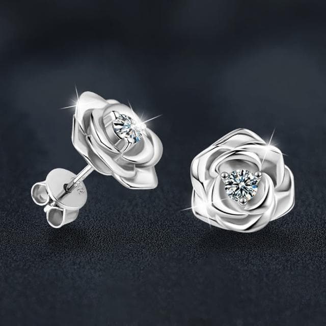 【LEESA】925純銀\耳環女\玫瑰花\耳釘\小眾設計\輕奢\高級感\簡約ins風\通體純銀\耳飾\造型耳環