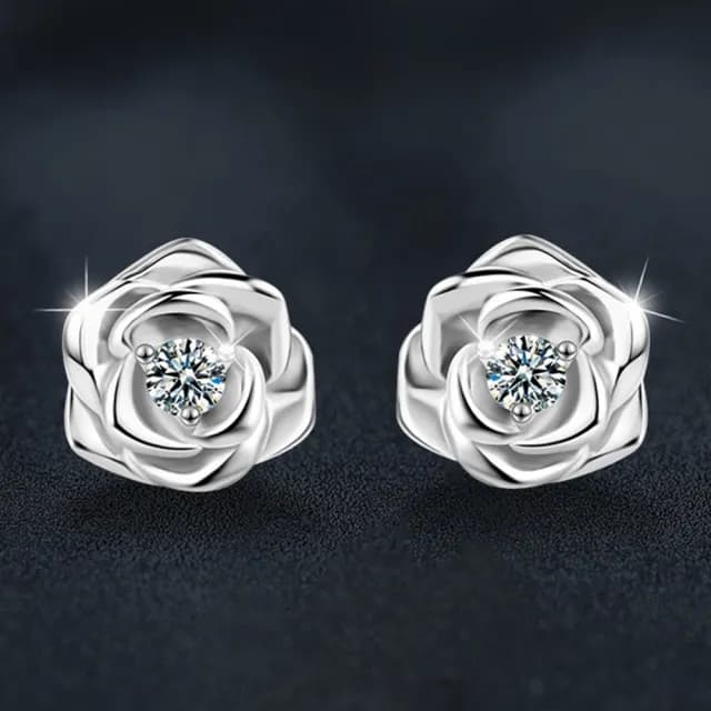 【LEESA】925純銀\耳環女\玫瑰花\耳釘\小眾設計\輕奢\高級感\簡約ins風\通體純銀\耳飾\造型耳環