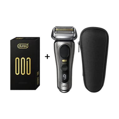 【奢華體驗尊榮組】BRAUN 旗艦9系PRO+電鬍刀+Durex 001水性PU衛生套6入