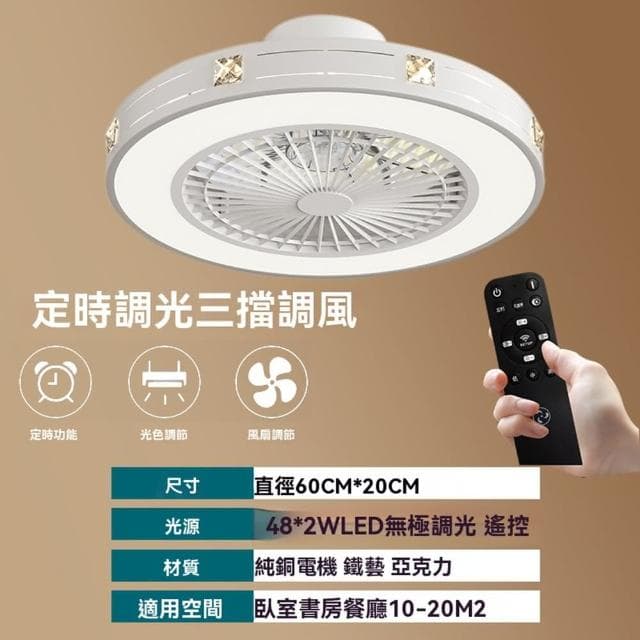 【G小家電店】吸頂風扇燈 直徑60cm(110V遙控 定時 調光 風扇燈 吸頂風扇燈 吸頂燈 吊扇燈 預購15天)