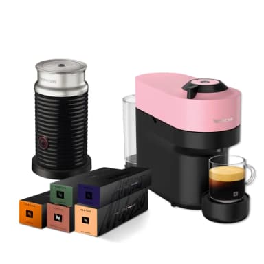 【Nespresso】臻選厚萃Vertuo POP膠囊咖啡機奶泡機組合(馥郁晨曦50顆組/送禮/入厝/義式)