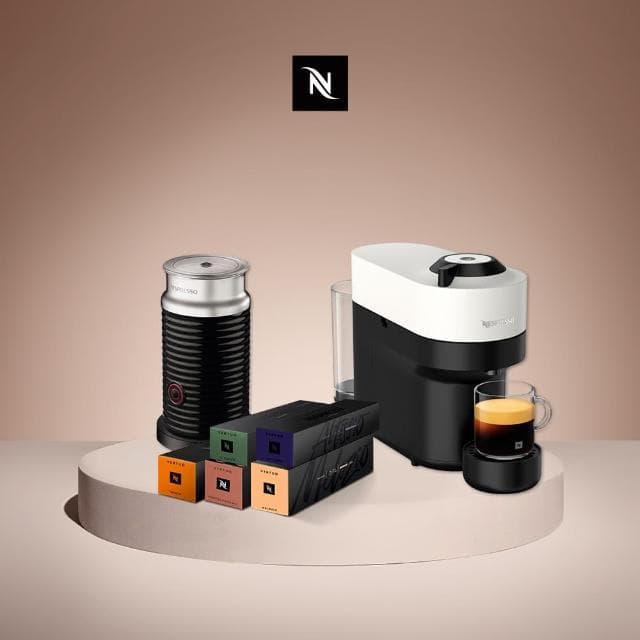 【Nespresso】臻選厚萃Vertuo POP膠囊咖啡機奶泡機組合(馥郁晨曦50顆組/送禮/入厝/義式)