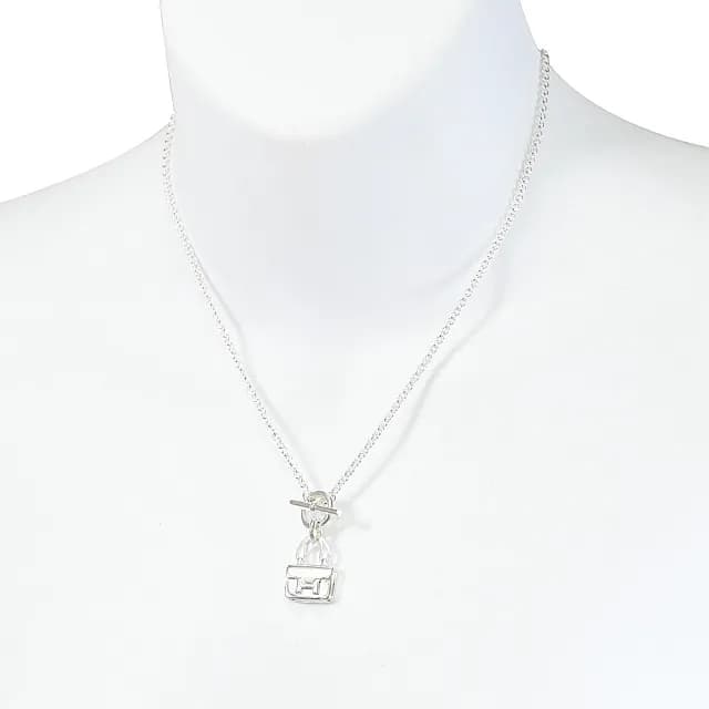 【Hermes 愛馬仕】Constance 經典包款造型純銀鎖骨項鍊(銀)