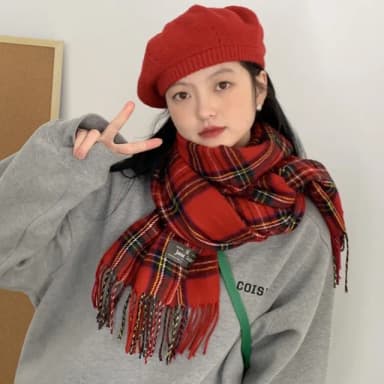 【KT DADA】百搭圍巾 復古圍巾 格子圍巾 韓國圍巾 防風毯 冷氣毯 披巾 圍脖 圍巾 保暖披肩 生日禮物