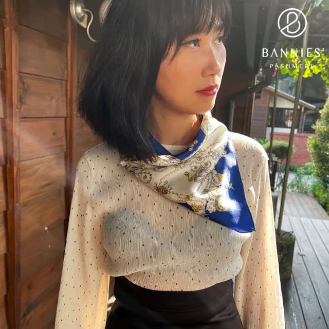 【BANNIES】頂級法式蠶絲巾｜巴洛克珠寶(親膚 蠶絲 領巾 絲巾)