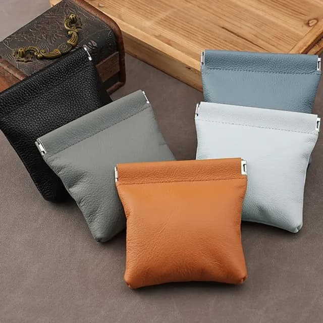 【LEEHER】雙11 彈片收納包/零錢包/小包包/自動開合收納包/小錢包/真皮包包 收納包/禮物/口紅包