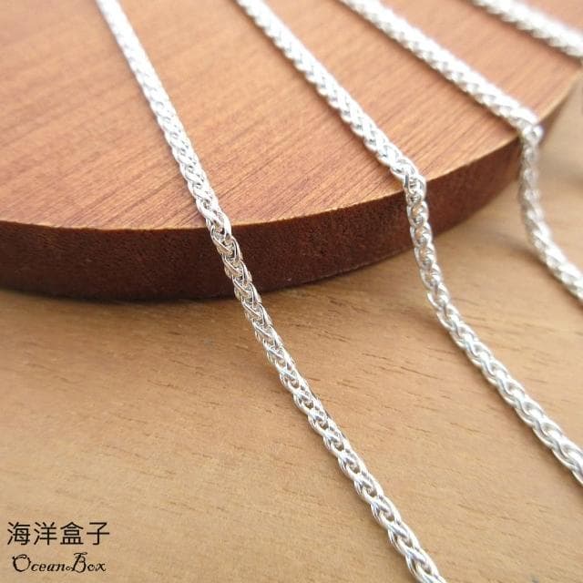 【海洋盒子】1.5mm寬45cm&50cm。亮面麻繩編織鍊925純銀項鍊.單鍊(單戴鍊)