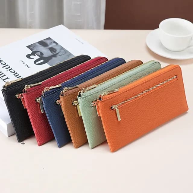 【MoonDy】錢包 長夾 錢包 長款錢包 招財錢包 母錢包 防盜刷 多卡位 手拿包 牛皮