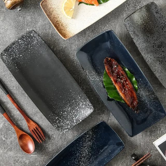 【渥思】日式復古陶瓷長盤-11吋(餐盤.魚盤.餐具.盤子.壽司盤)