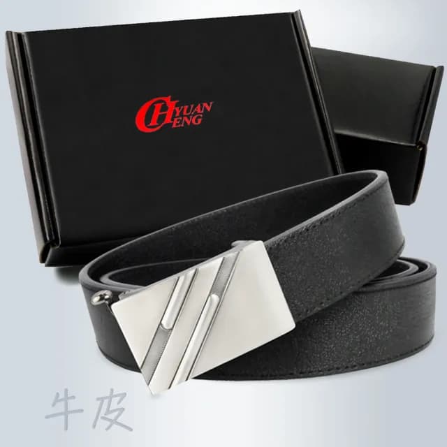 【CH-BELT 銓丞皮帶】情人節禮物 真皮 真牛皮-實用牛皮男自動扣功能 紳士皮帶腰帶(黑)