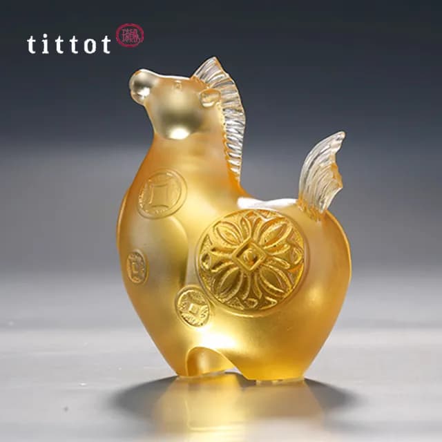 【tittot 琉園】馬上有錢_十二生肖年年有錢系列  擺飾(琉璃/藝術品/贈禮/生日送禮/生肖/馬擺飾)