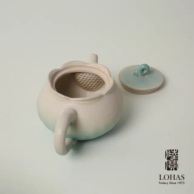 【LohasPottery 陸寶】清荷雅境茶組-碧荷白(窯變釉 一壺一海六杯 茶具組 陶瓷茶器)