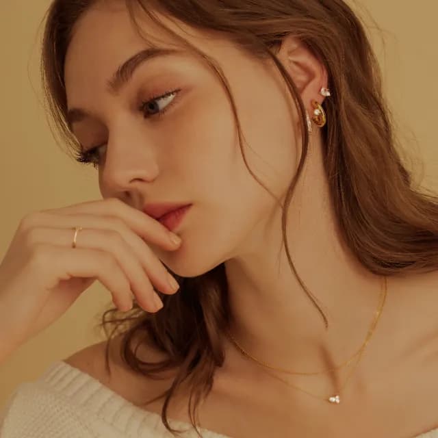 【CReAM】Arlene三鑽銀鍍14K金色銀色亮鑽鎖骨鍊 金色女項鍊(生日 禮物 送禮 禮盒)