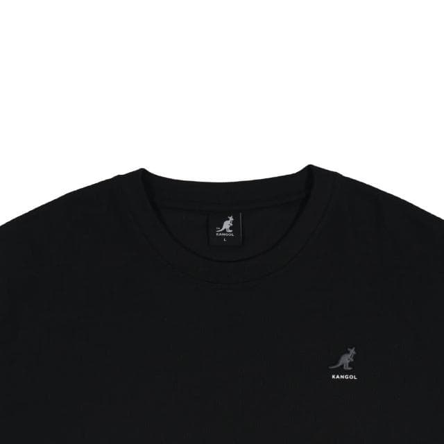 【KANGOL】母親節禮物 短T 黑色 華夫格 假兩件 短袖 袋鼠 中性(6525101820)