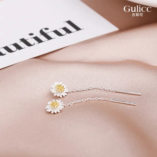 【Golicc】耳線 小清新雛菊 耳飾(七夕 情人節 生日 飾品 耳釘 耳飾 耳墜 禮物)