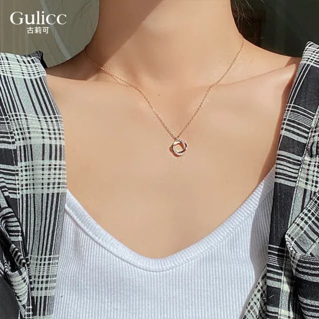 【Golicc】項鍊 簡約輕奢 鑲鑽 鎖骨鍊(七夕 情人節 生日 鎖骨鍊 項鍊 飾品 禮物)