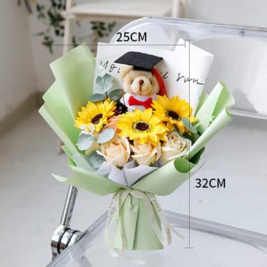 【天使愛美麗】畢業花束  畢業熊花束 小熊花束 向日葵 太陽花(教師節禮物)
