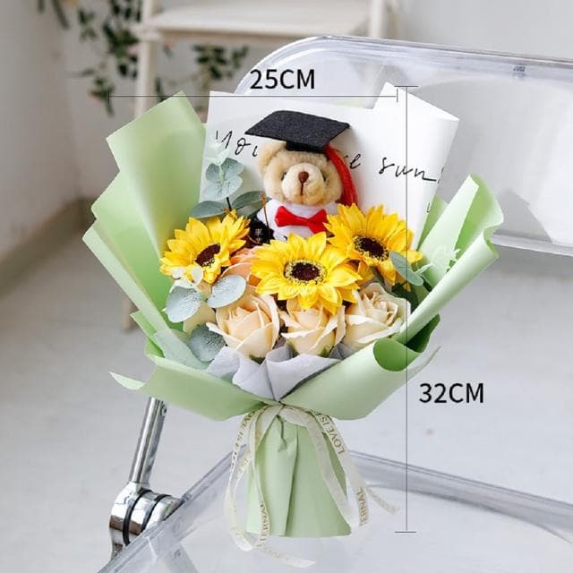 【天使愛美麗】畢業花束  畢業熊花束 小熊花束 向日葵 太陽花(教師節禮物)