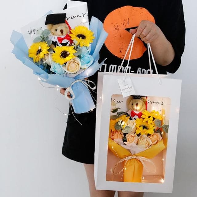 【天使愛美麗】畢業花束  畢業熊花束 小熊花束 向日葵 太陽花(教師節禮物)