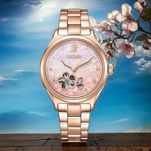 【CITIZEN 星辰】母親節推薦 櫻花限定機械女錶 Hebe田馥甄廣告款 母親節 送禮 禮物(PC1017-88Y)